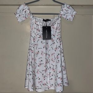 white floral PRETTY LITTLE THING skater dress